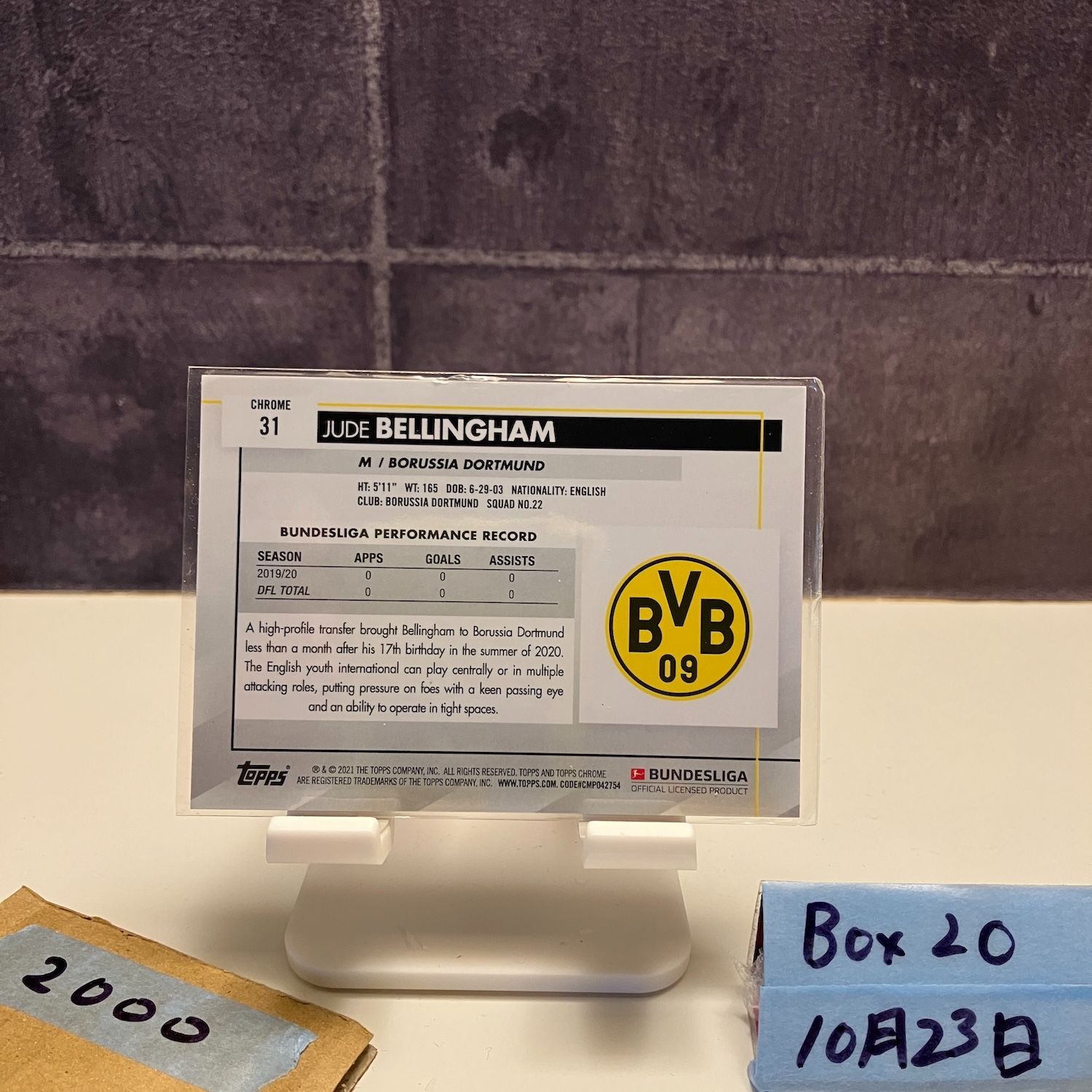 2021 Topps Chrome Jude Bellingham Borussia Dortmund RC ルーキー