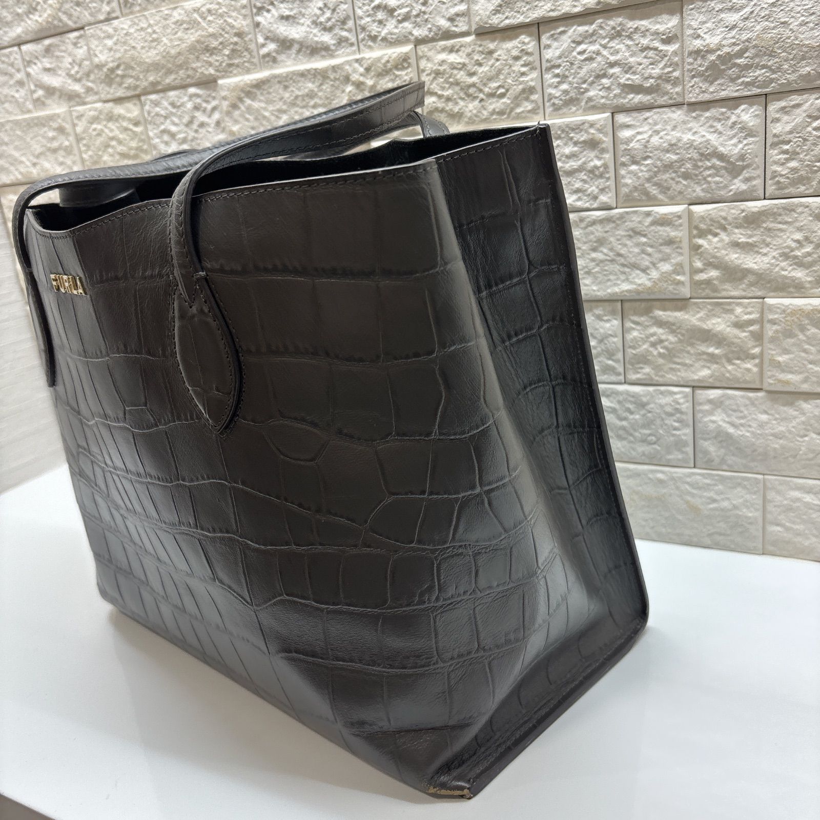 R00893 FURLA フルラ｜トートバッグ｜クロコダイル調 型押し レザー風