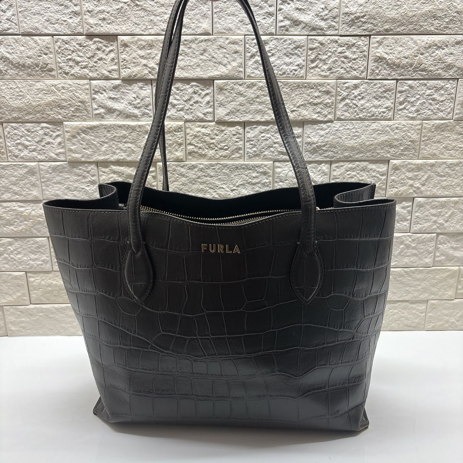 R00893 FURLA フルラ｜トートバッグ｜クロコダイル調 型押し レザー風