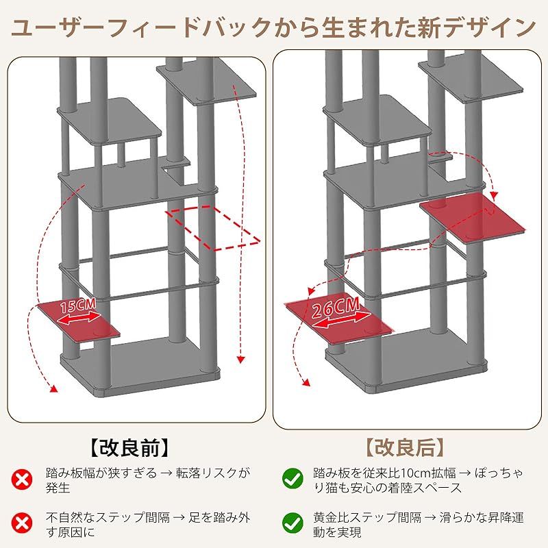 CozyMeow キャットタワー スリム 据え置き ハンモック キャットハウス