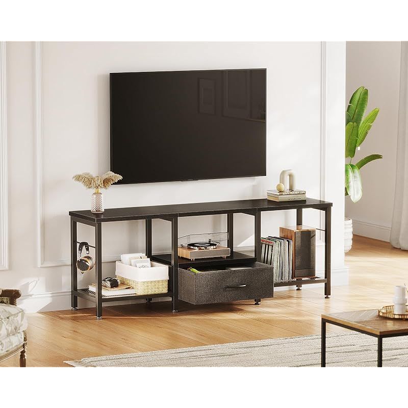 AODK テレビ台 47型対応 ローボード 幅120×奥行29×高さ50cm 簡単組立 耐荷重40kg 引き出し付き 脚付き 収納棚 (ブラック) 1