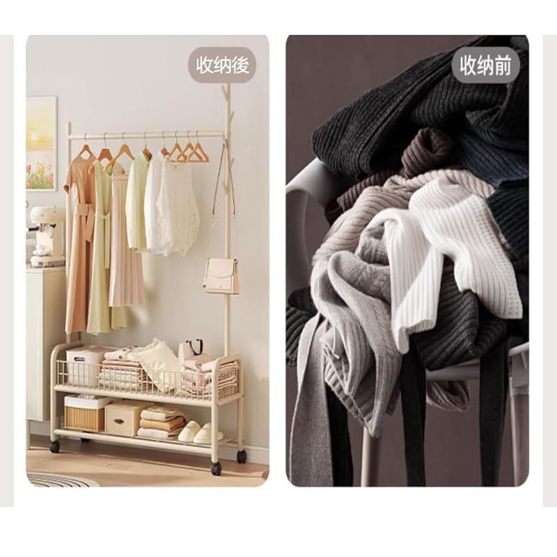 LNYCJP ハンガーラック 2メッシュ棚付き パイプハンガーラック 洋服