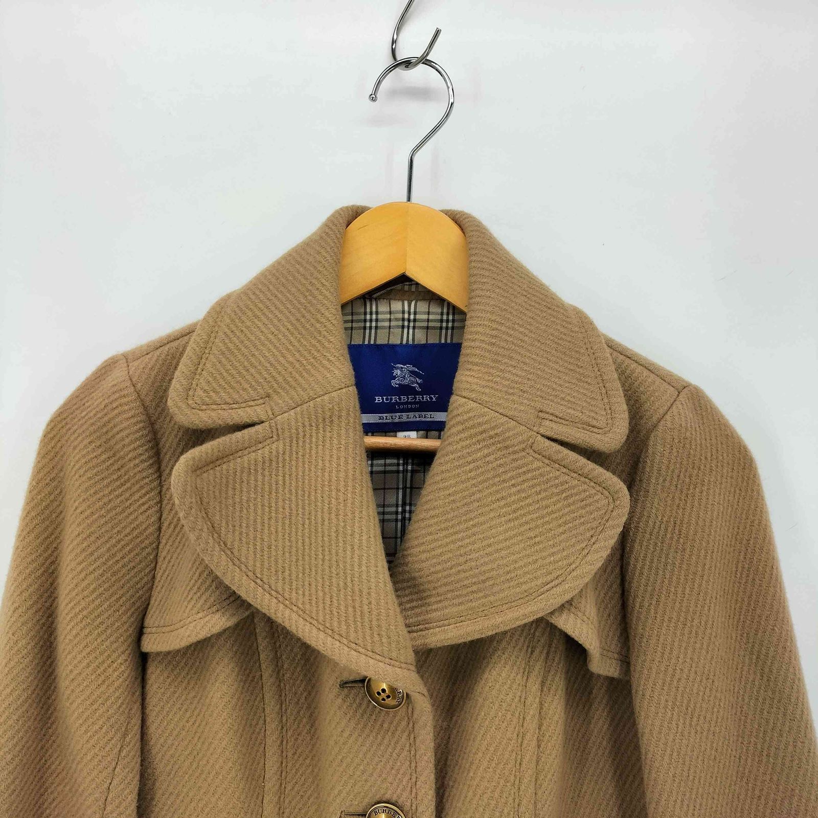バーバリーブルーレーベル BURBERRY BLUE LABEL 裏地チェック 金ボタン