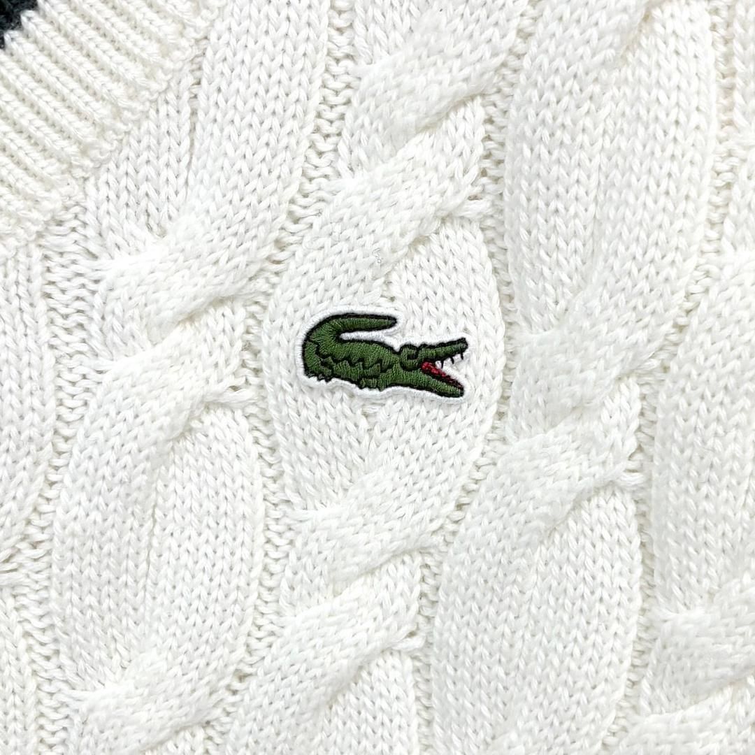 美品】 LACOSTE LIVE 非対称ケーブル ニット M ホワイト - メルカリ
