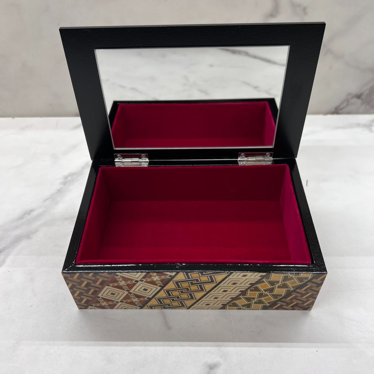 寄木細工 ジュエリーボックス アクセサリーケース 伝統工芸 宝石箱 鏡