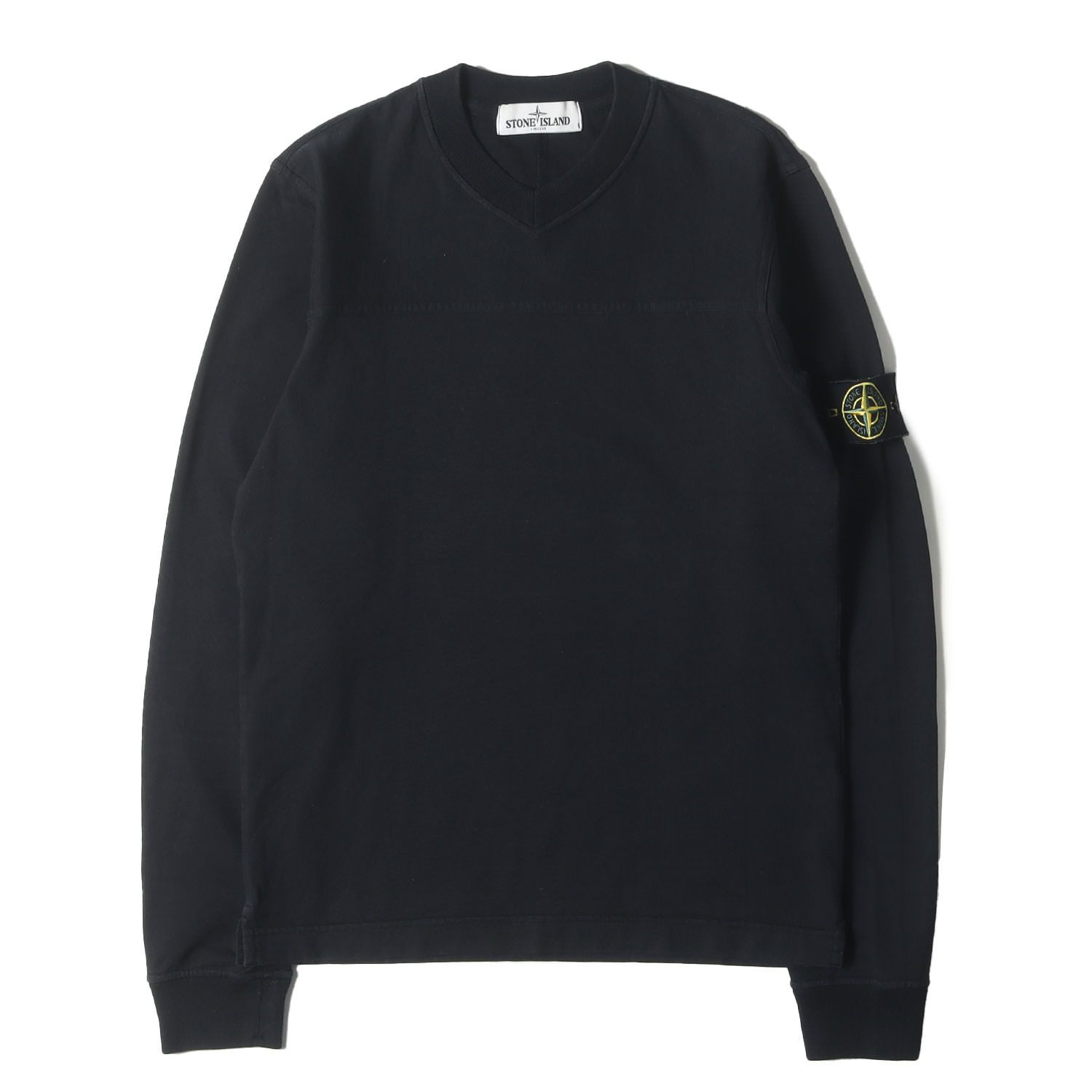 ストーンアイランド　長袖Tシャツ　ロゴワッペン　ブラック　S STONE ISLAND ストーンアイランド Tシャツ ブラック 黒 サイズ:S