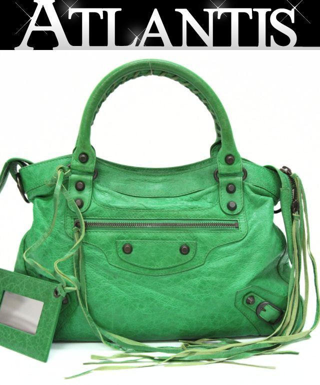 バレンシアガ BALENCIAGA ザ・タウン 2WAYバッグ レザー グリーン