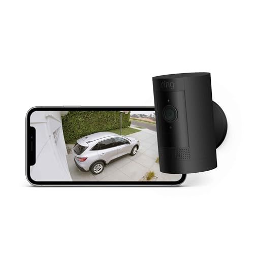 2025年度グッドデザイン賞受賞 Ring Stick Up Cam Battery リング スティックアップカム バッテリーモデル | 外出先からも見守り 屋内 屋外で使える充電式セキュリティカメラ デバイス盗難補償付き - ブラ 2 d 4 e 30 b