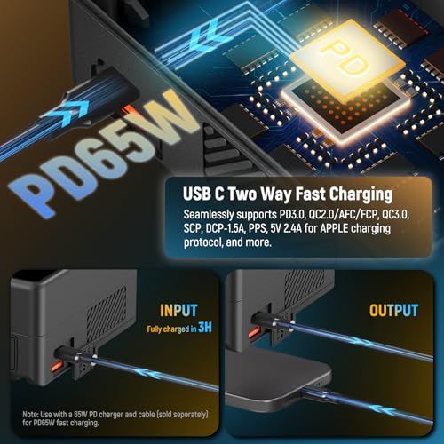 NEEWER BASICS Vマウントバッテリー PS 099 E 6800 mAh|99 Wh ミニVロック|OLEDディスプレイ|Dタップ|タイプCケーブル付き PD 65 W USB C 急速充電 BP|USB A|DC出力 ビデオカメラモニター撮 7302 d 6 b 2