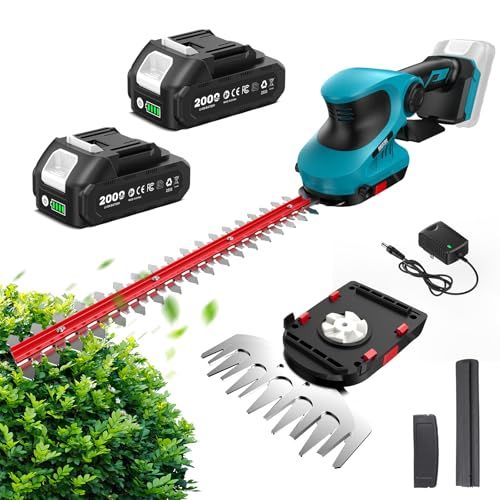SEESII ヘッジトリマー充電式 電動芝生バリカン 1台2役 剪定トリマー 両刃駆動 トリマー刈込幅300 mm 芝生バリカ刈込幅150 60° 回転ヘッド-2 重安全ロック コードレス 芝刈り機 生垣 剪定 草刈り 枝切り 植木 庭木 0832982 b