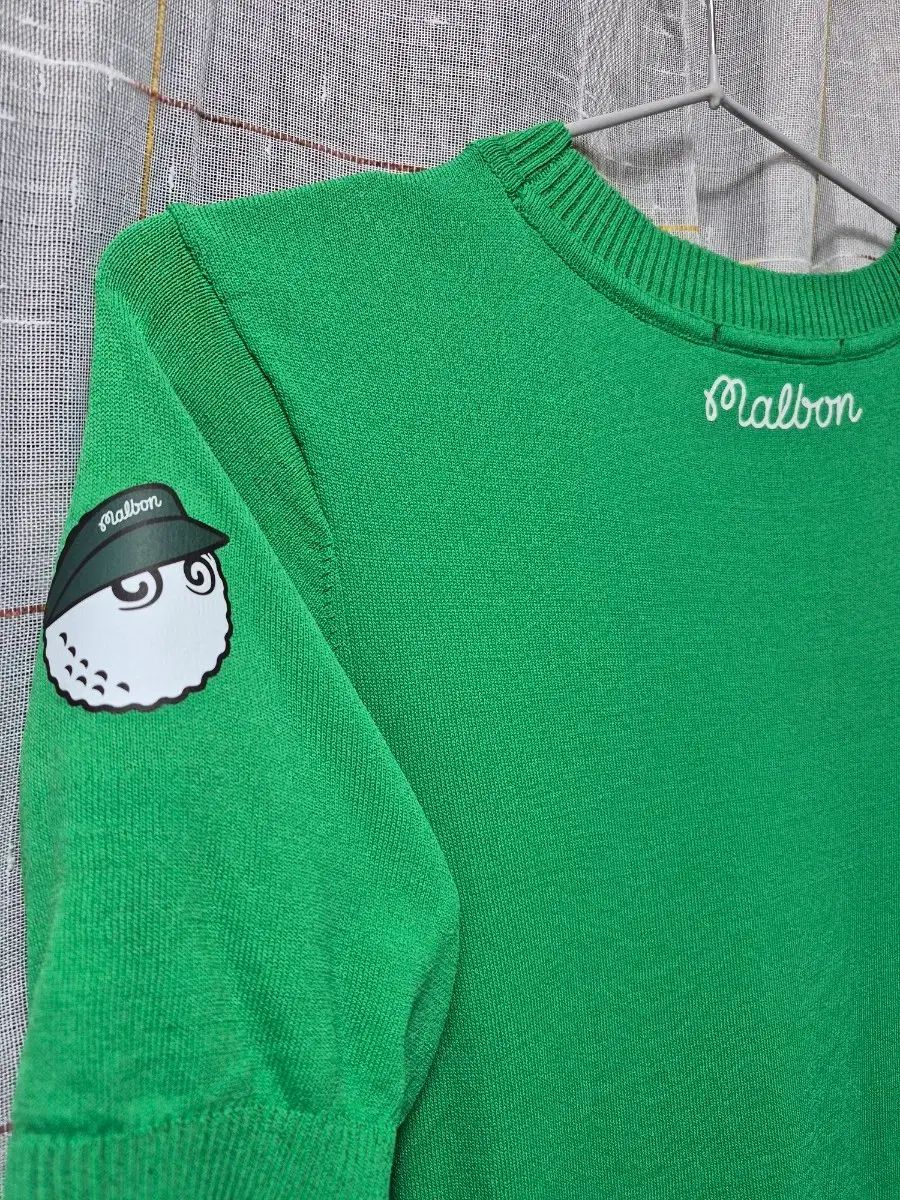 マルボンゴルフ MALBON GOLF 半袖ニット グリーン Golf Is Life M
