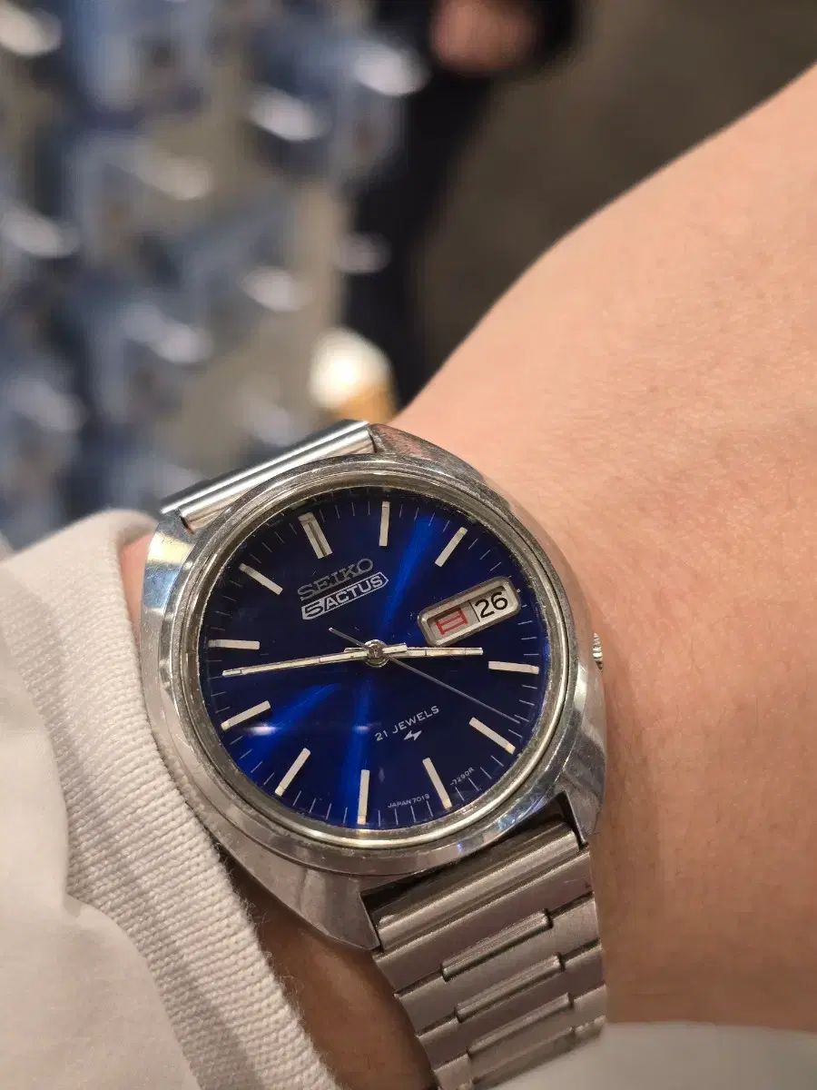  SEIKO セイコー ACTUS アクタス 物 ヴィンテージ デニム文字盤 メタル時計 韓国風 自動巻き時計 腕時計(アナログ)