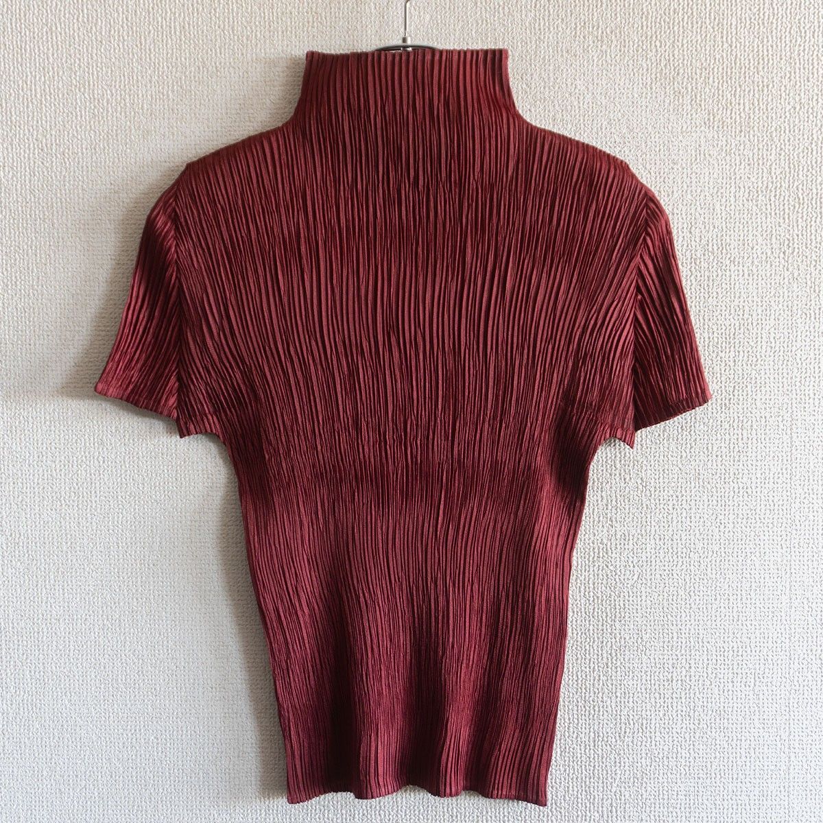美品】PLEATS PLEASE【プリーツ カットソー】ボルドー プリーツ