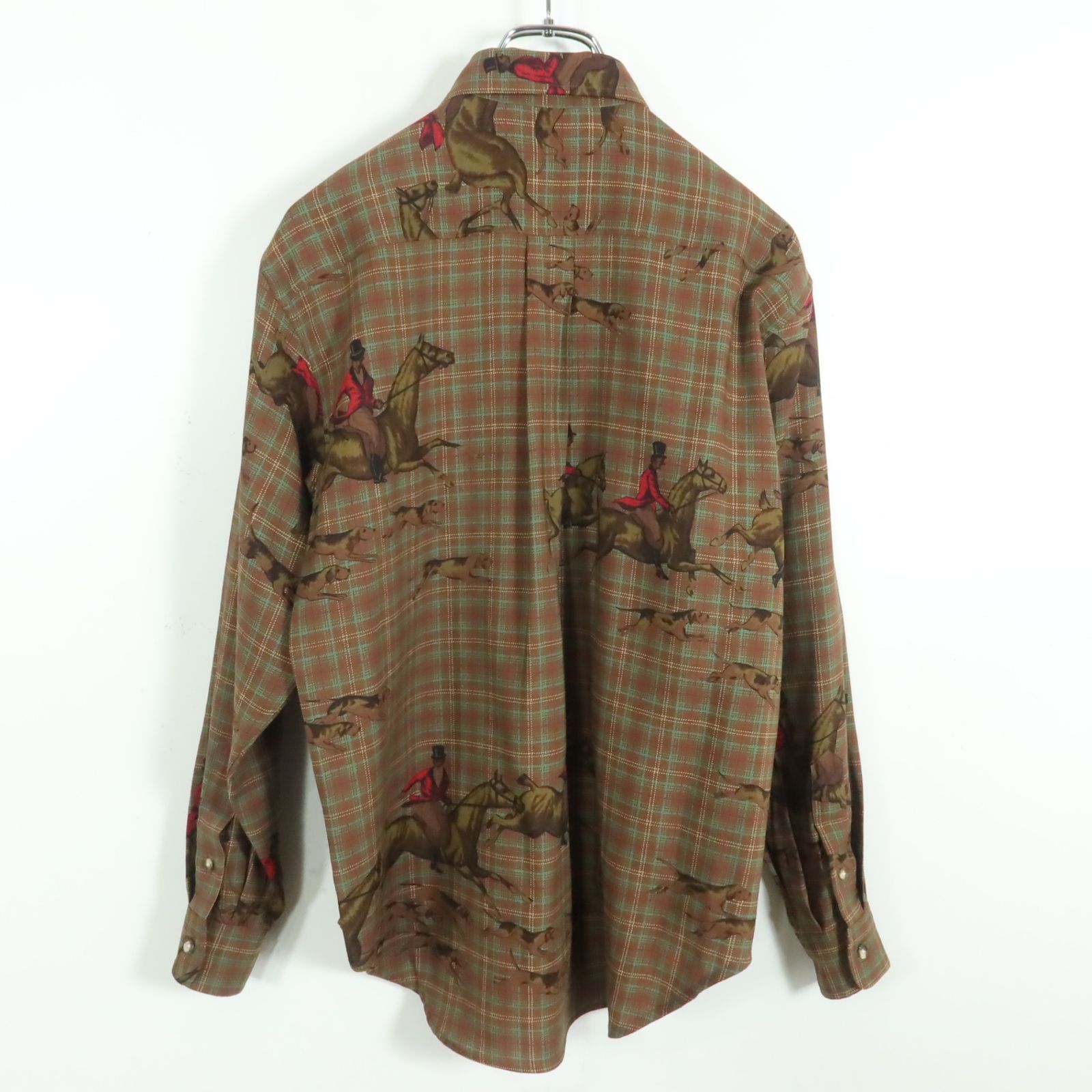 美品】ラルフローレン☆馬と犬のプリントがおしゃれ♪ チェック柄長袖