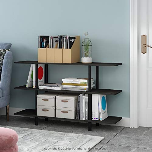 フリノ Furinno ワイドディスプレイシェルフ エスプレッソ|ブラック 3段 ターンNチューブ 彡 3 bd 14 c 6 f