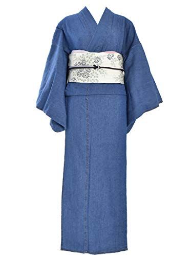 洗える着物 なごみや デニム 着物 無地 別誂え 仕立て上がり 綿 木綿 シンプル レディース 彡 2 b 7961 d 4
