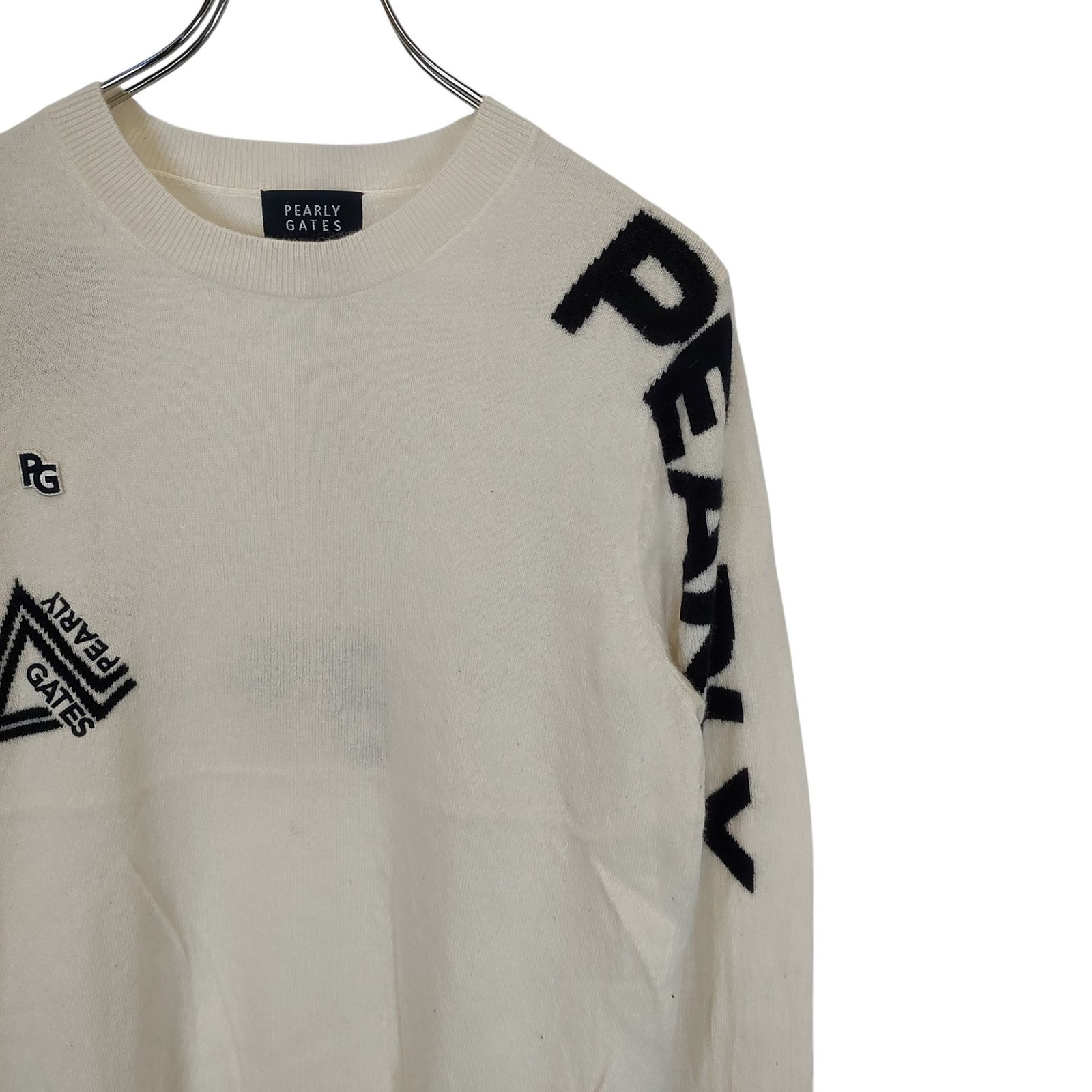 PEARLY GATES ホワイトリブセーター PEARLY GATES パーリーゲイツ ゴルフ 24AW カシミヤ100％ ニット