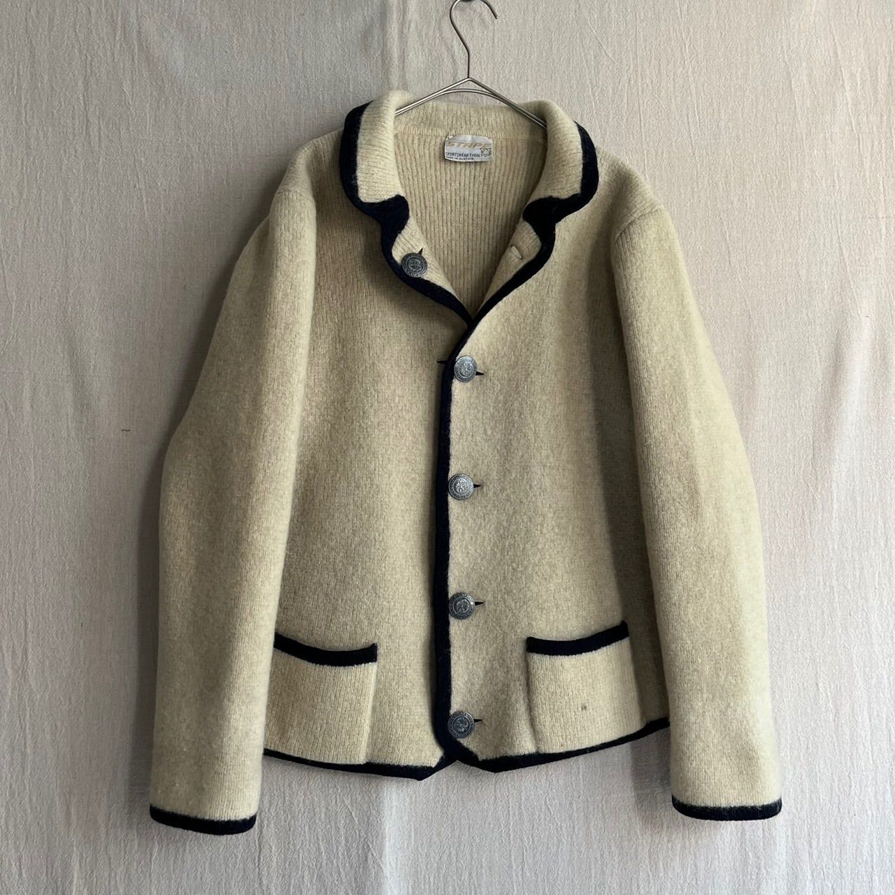 オーストリア製 Vintage チロリアン ニット ジャケット / アイボリー