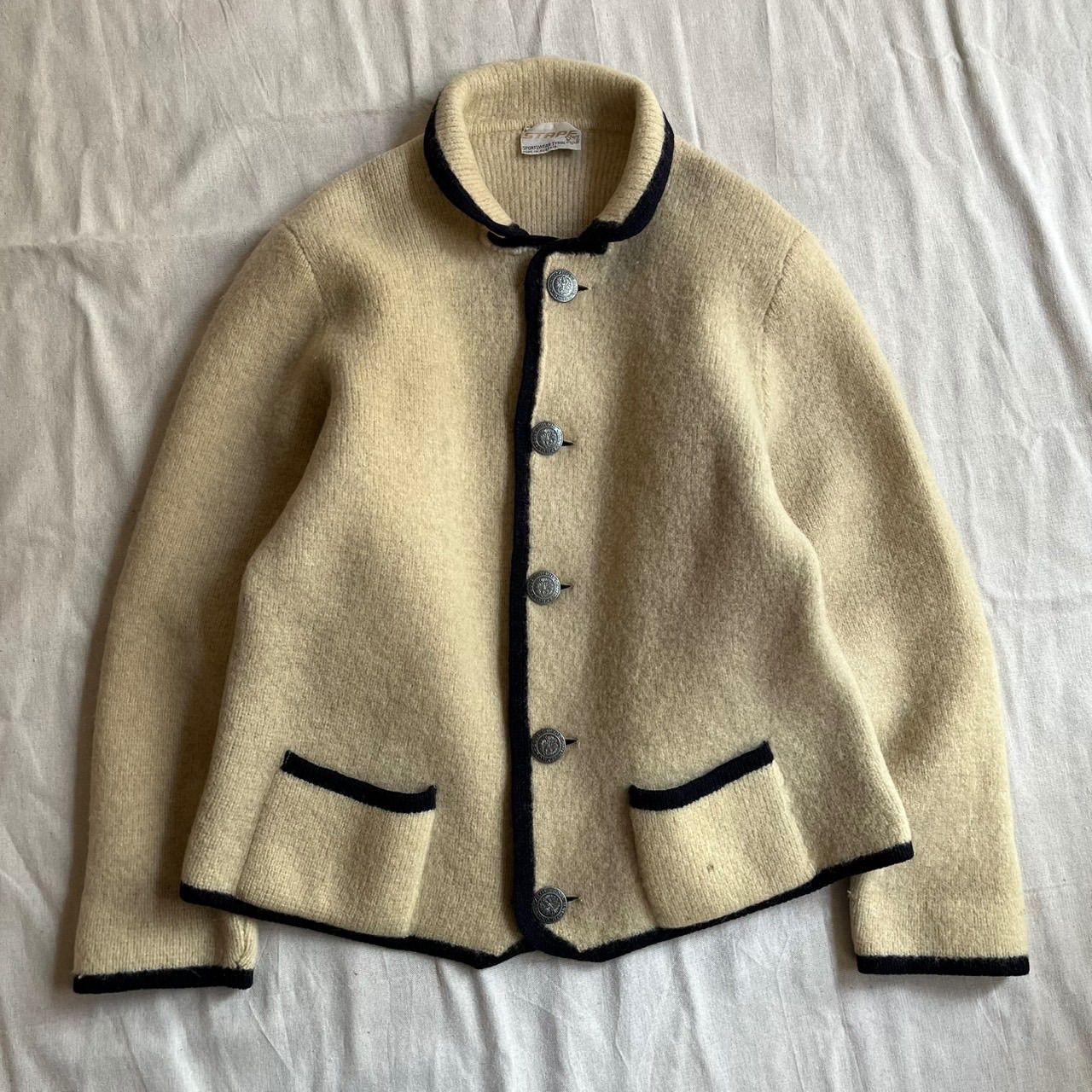 オーストリア古着　チロルジャケット　チロリアンジャケット　カーディガン オーストリア製 Vintage チロリアン ニット ジャケット / アイボリー