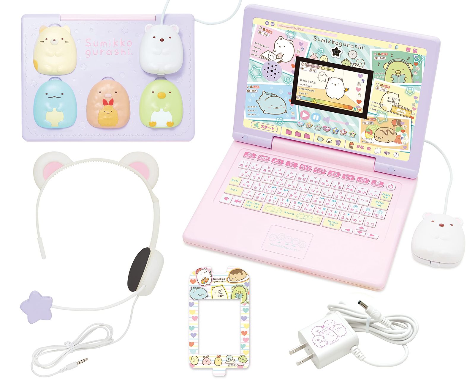 セガフェイブ(SEGA FAVE) ヘッドセットではいしん⁈ カメラもIN! マウスできせかえ! すみっコぐらしパソコン MY LIVE [ピンク×パープルヘッドセット付]