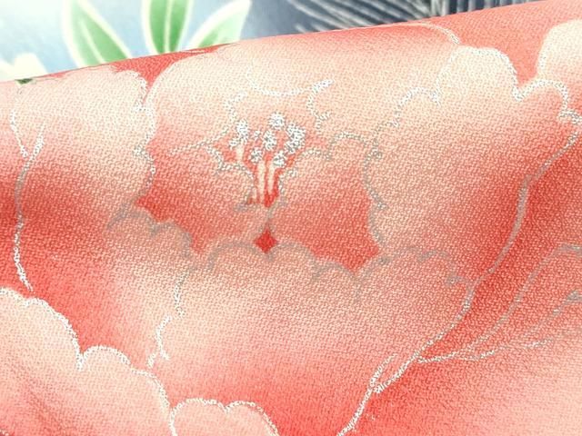 平和屋着物□豪華振袖 孔雀羽花文 暈し染め 銀彩 正絹 逸品 DABA9468qa