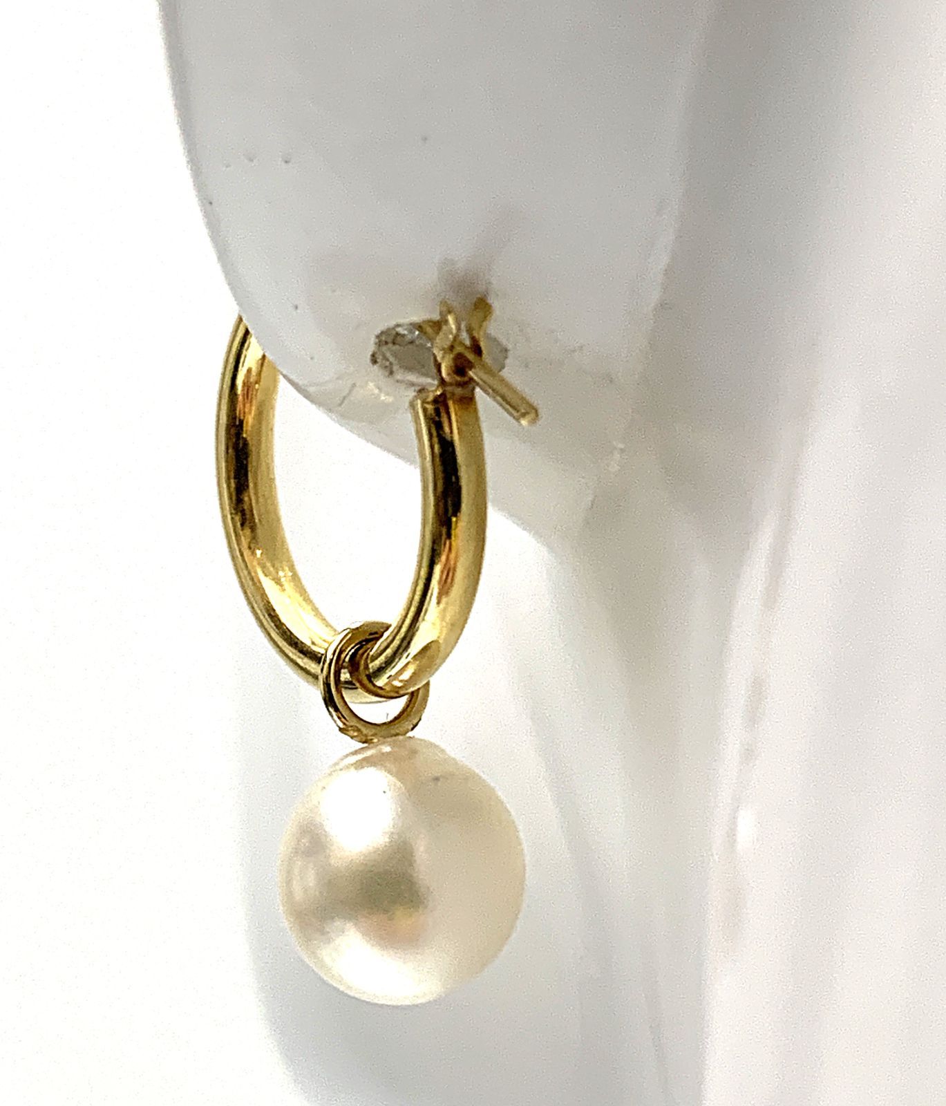 K18 パール付き フープピアス 2.4g 両耳 ゴールド系 - メルカリ