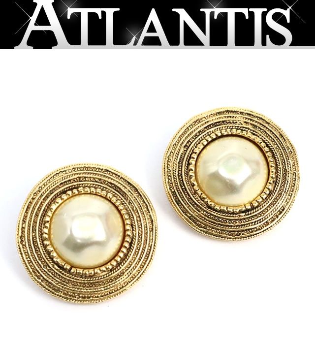 広尾店】シャネル CHANEL フェイクパール イヤリング ゴールド 【18147