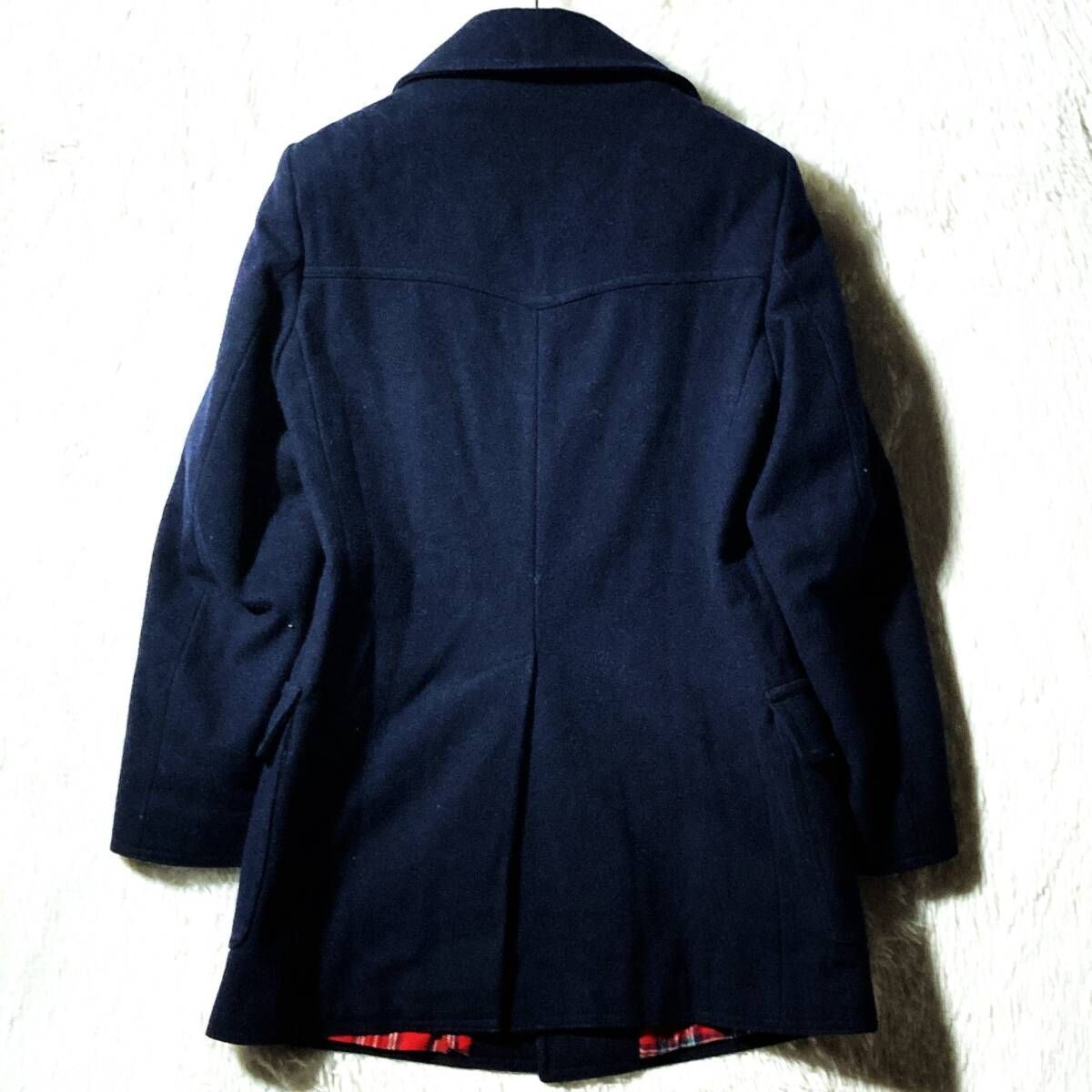 MADE IN BULGARIA☆80s EURO vintage☆裏チェック メルトンPコート 