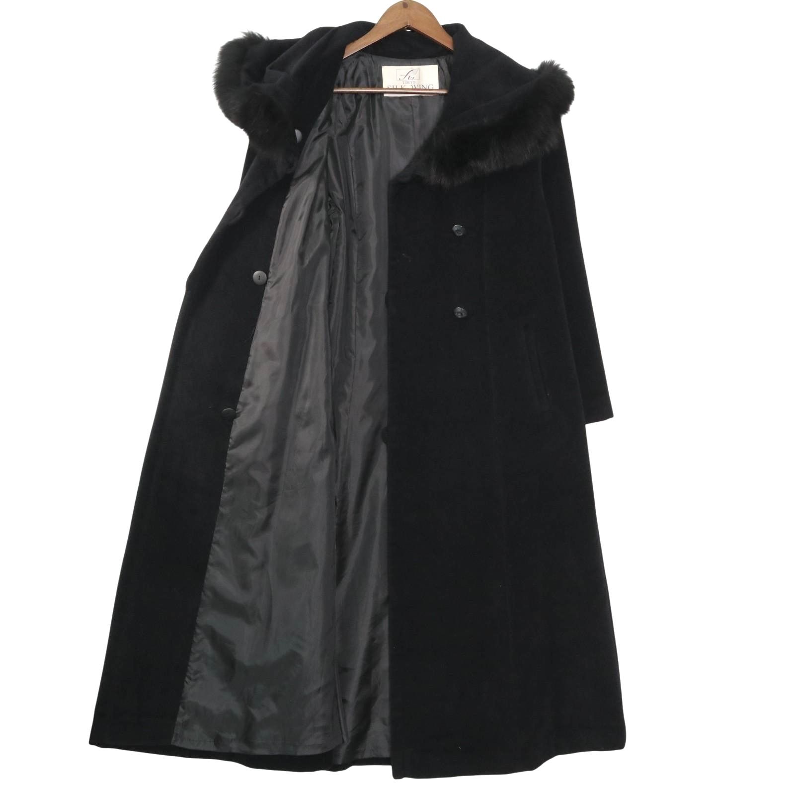 超ロング丈/121cm】ブルーフォックスファー襟 アンゴラウール ロング