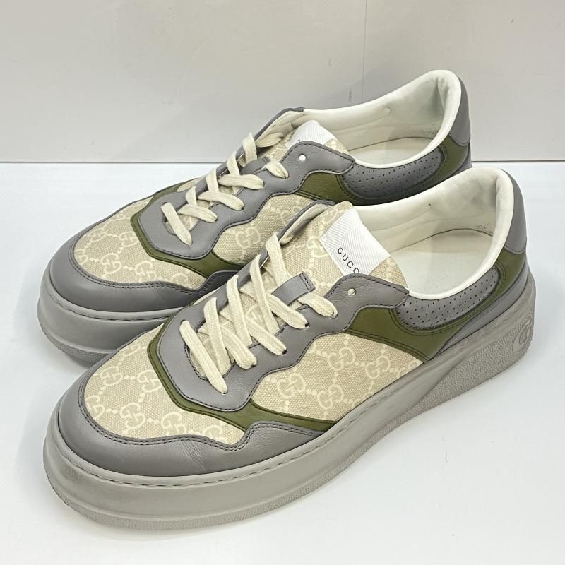 中古】GUCCI GGモノグラム ローカットスニーカー グレー 700641 サイズ