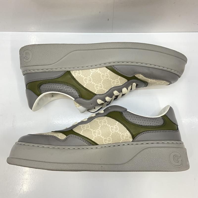 中古】GUCCI GGモノグラム ローカットスニーカー グレー 700641 サイズ