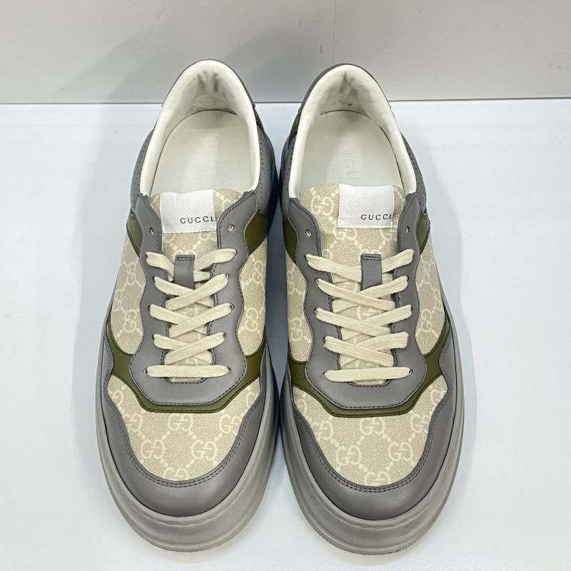 中古】GUCCI GGモノグラム ローカットスニーカー グレー 700641 サイズ