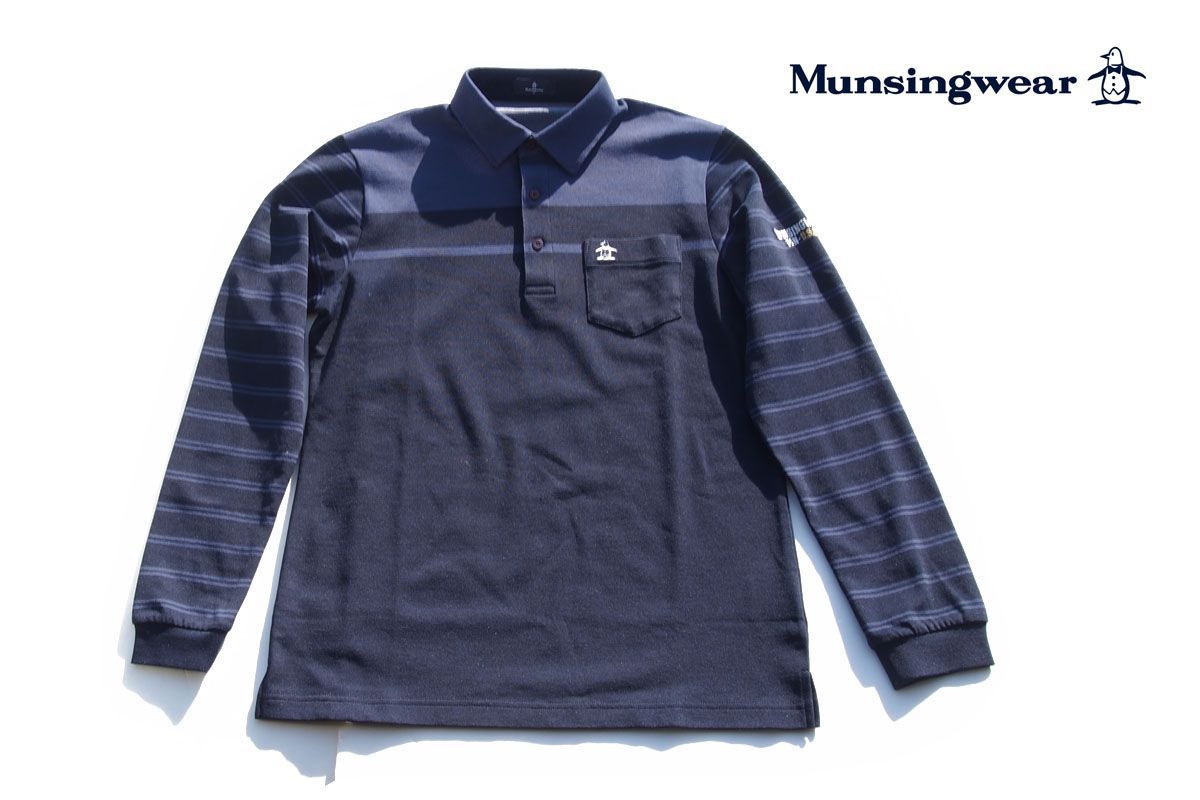 Munsingwear Munsingwear Used Border Switch Pattern Long Sleeve Polo Shirt Mens Golf Wear MGMTJB06 M