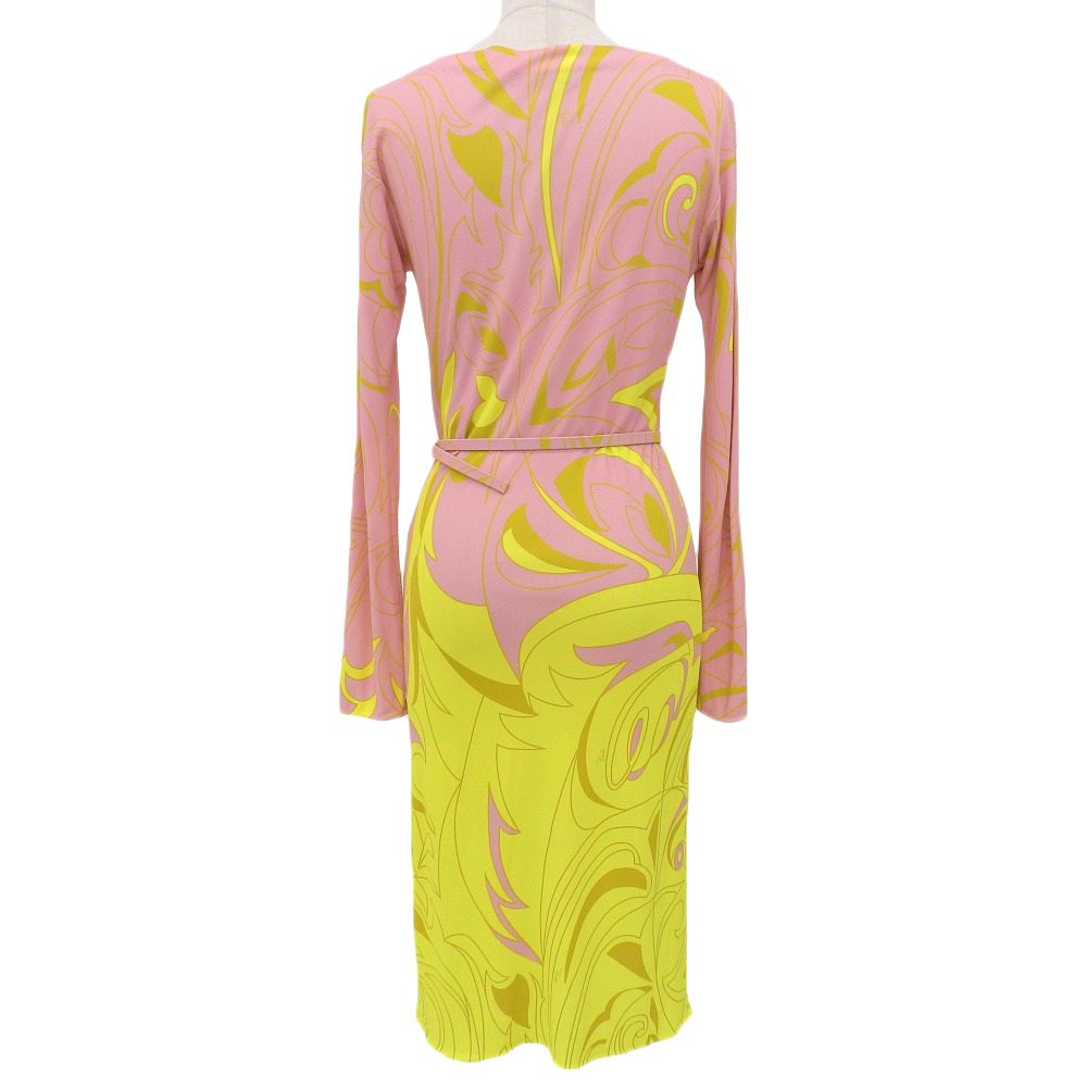 【美品】Emilio Pucciエミリオプッチ半袖ミニワンピースイエローSサイズ Emilio Pucci エミリオプッチ プッチ柄ワンピース ワンピース