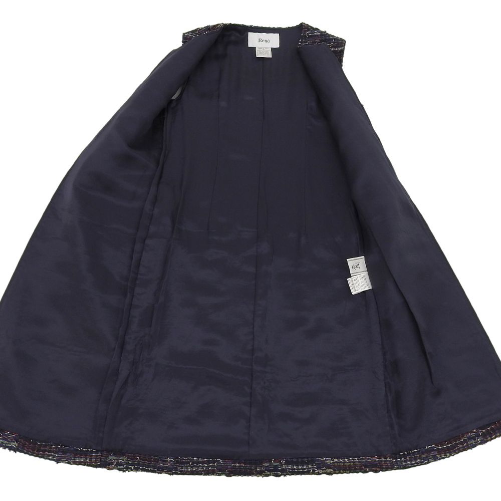 美品　Rene ルネ　マリアケント　ツイード　フロントジップ　ワンピース Rene ルネ 美品 マリアケント社ツイード ジップアップ ワンピース