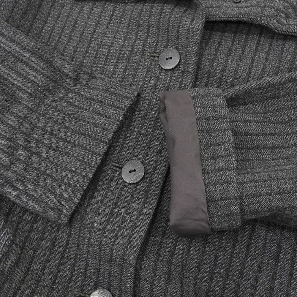 【美品】慈雨 ロングジレ アシンメトリー 前ボタン全開 スタンドカラー XL 黒 オールシーズン使える かっこいいロングジレ 黒 ポンチ素材 ストレッチ