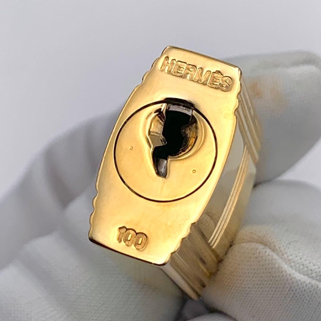 HERMES エルメス カデナ 100番 ゴールド 24Kメッキ 鍵付き 南京錠 HERMES エルメス カデナ 100番 ゴールド 24Kメッキ 鍵付き 南京錠