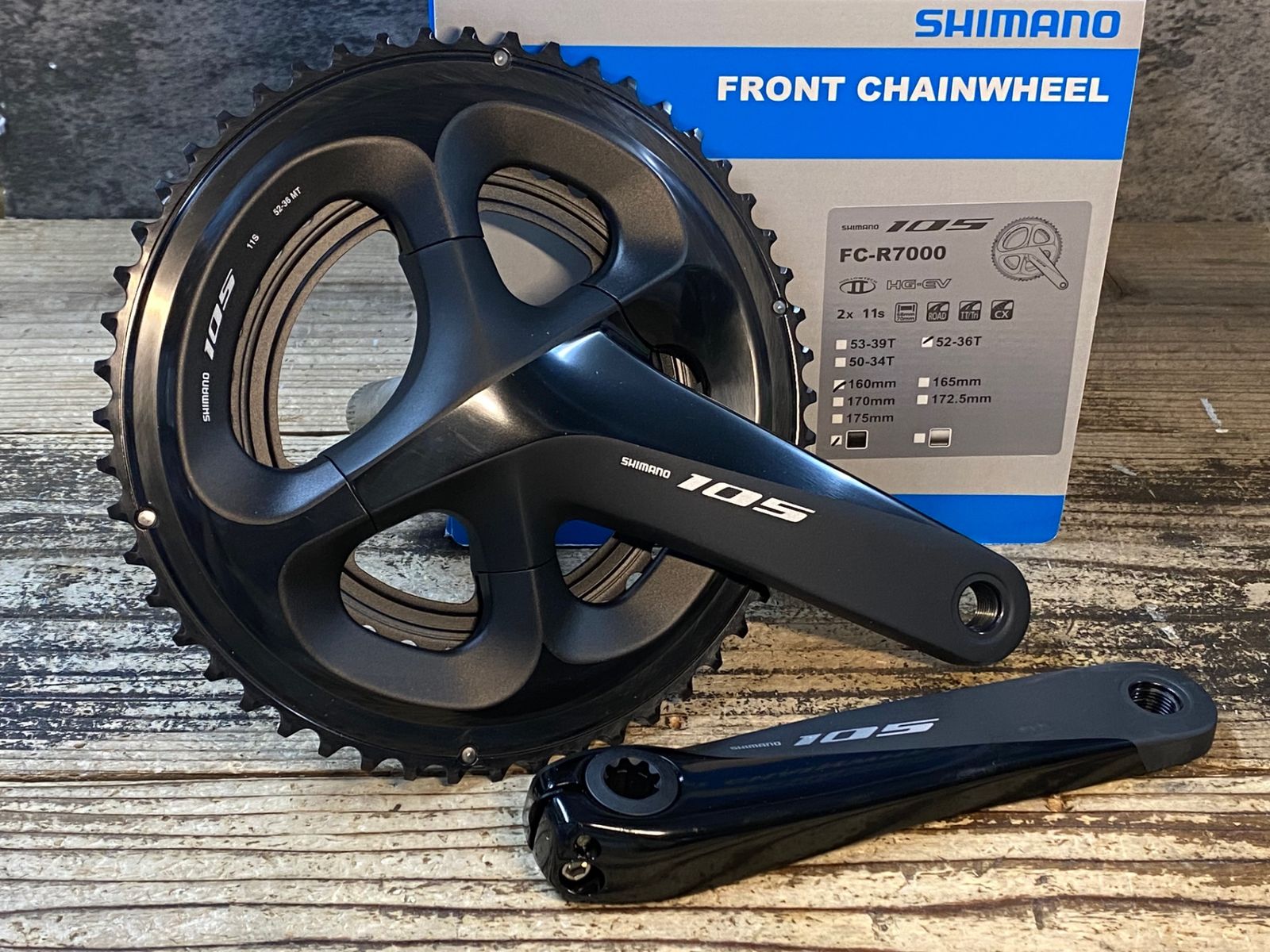JR642 シマノ SHIMANO 105 FC-R7000 クランクセット 52/36T 160mm 黒