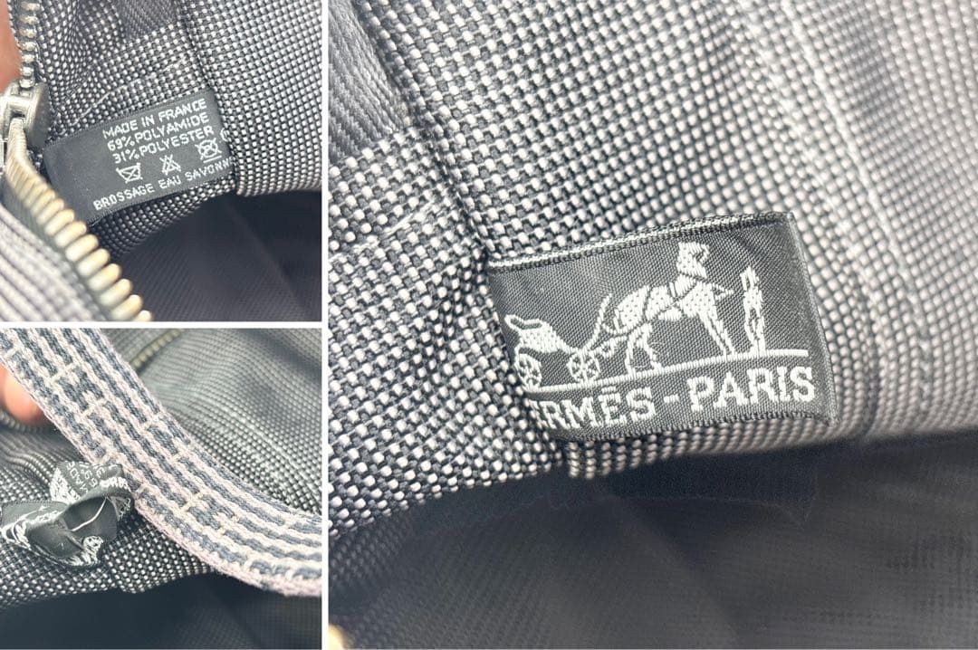 エルメス エールライン MM トートバッグ グレー系 鞄 カバン カデナ(鍵