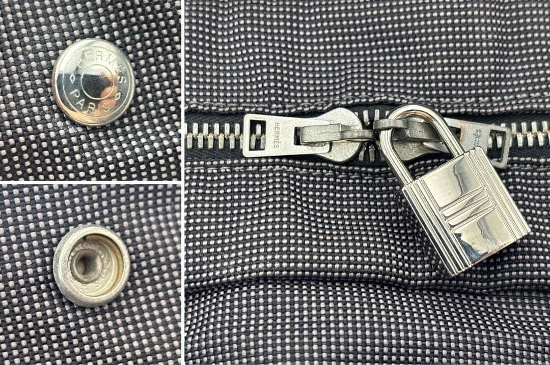 エルメス エールライン MM トートバッグ グレー系 鞄 カバン カデナ(鍵