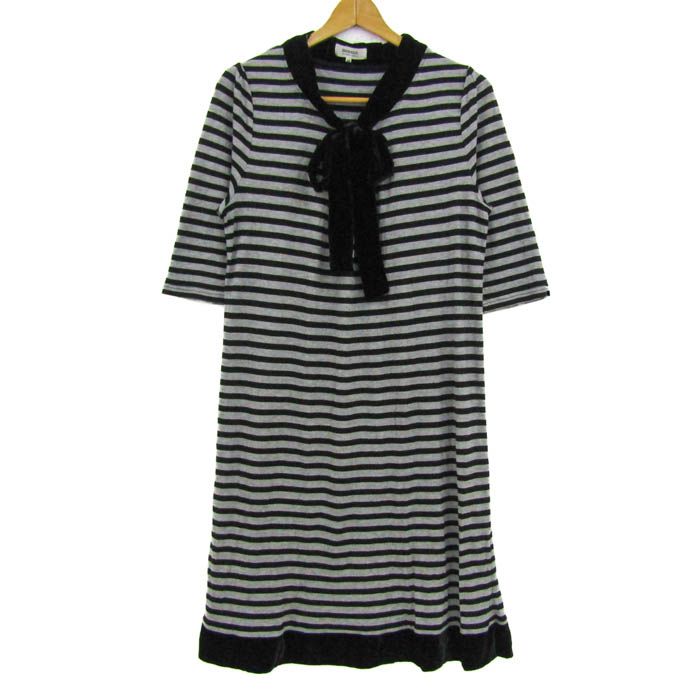 超美品☆SONIA RYKIEL素敵なワンピース ソニアバイソニアリキエル ロングワンピース トップス 七分袖 ボーダー