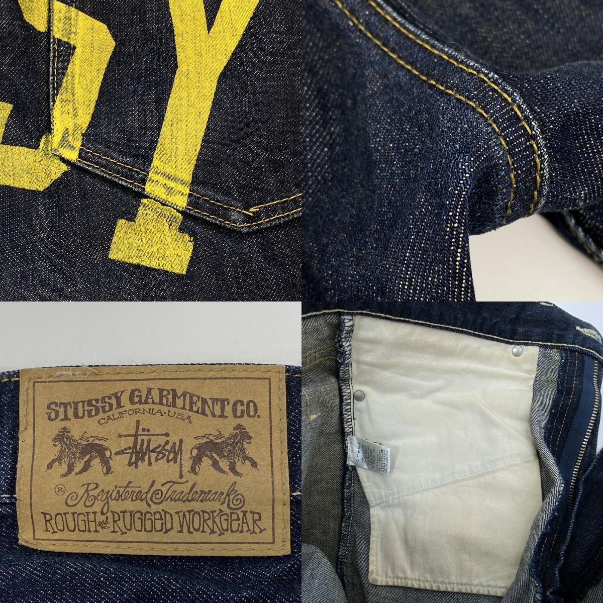 STUSSY ステューシー ROUGH×RUGGED デニムパンツ バックペイント
