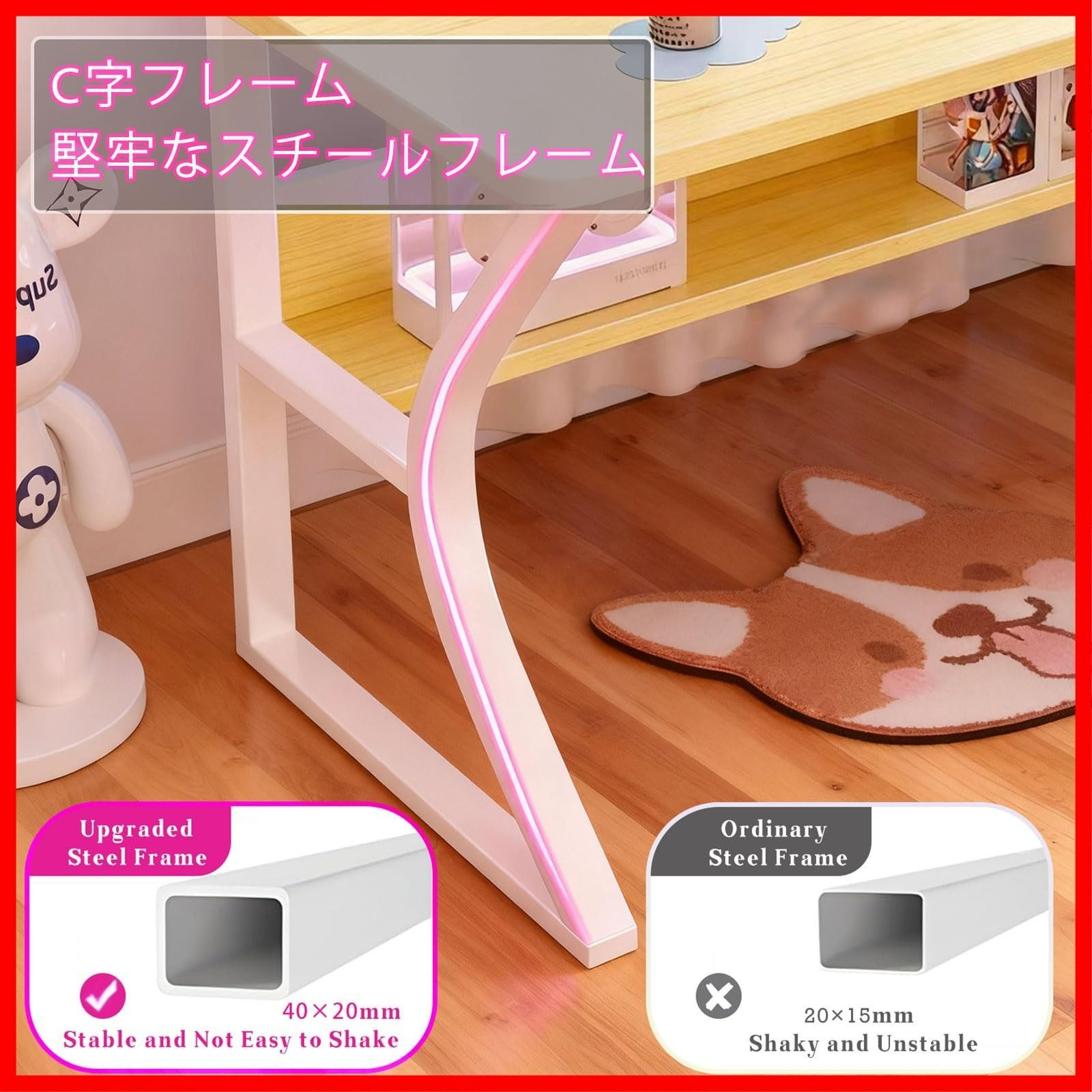 パソコンデスク コンパクト 幅100cm ゲーミングデスク 木製 PCテーブル PCテーブル 幅100cm 多機能 幅100cm テーブル 収納付き オフィス 木製