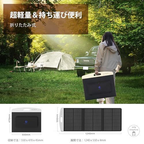 ソーラーパネル 100W 折りたたみ式 太陽光 ETFE 単結晶 23%高転換率 ソーラーパネル 100W 折りたたみ式 ソーラーチャージャー 太陽光パネル
