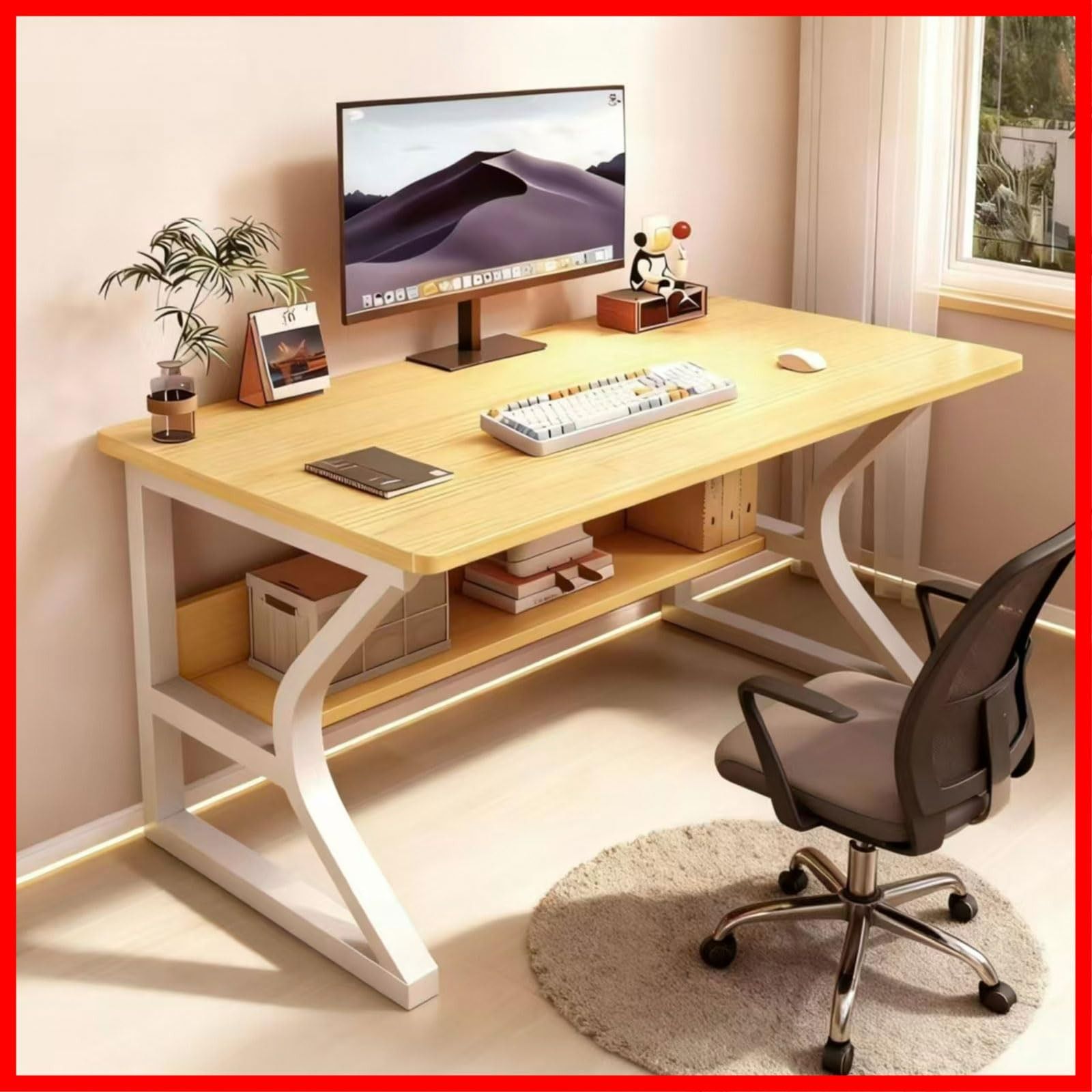 PCテーブル 幅100cm 多機能 幅100cm テーブル 収納付き オフィス 木製