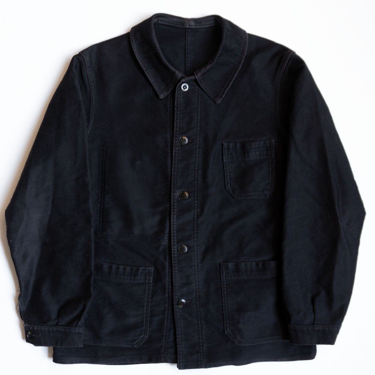 60s】【French Vintage】【ブラック モールスキン ジャケット