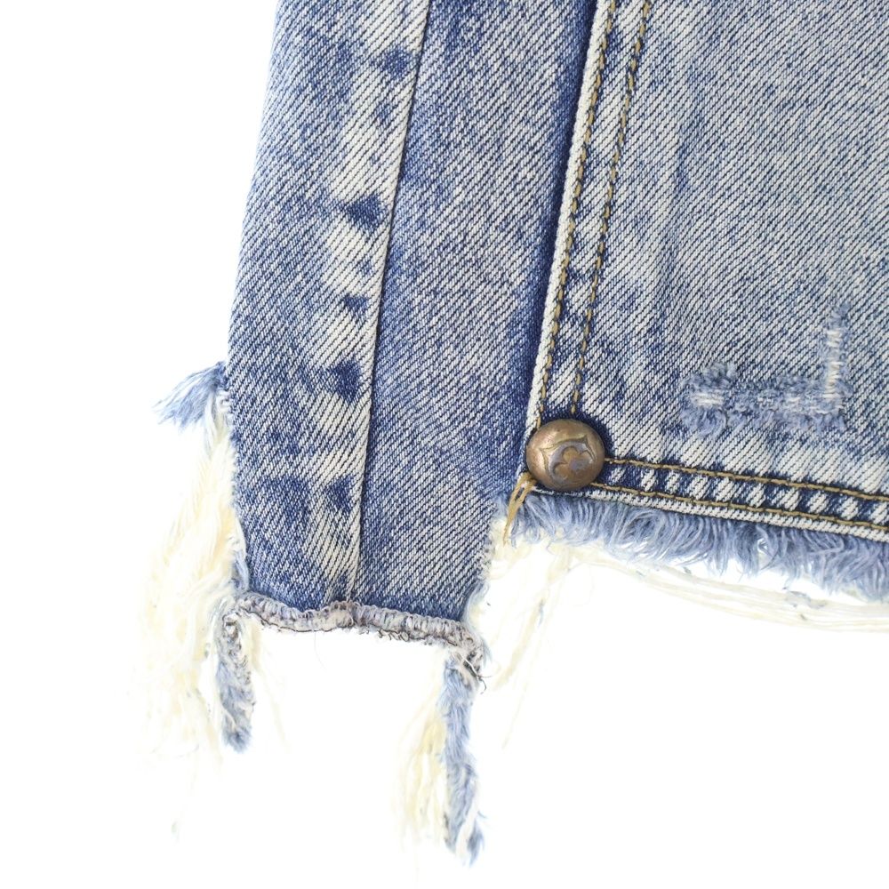 【Thug Club】サグクラブ　デニムブルー フリンジショートパンツSize２ Thug Club】サグクラブ デニムブルー フリンジショートパンツSize2