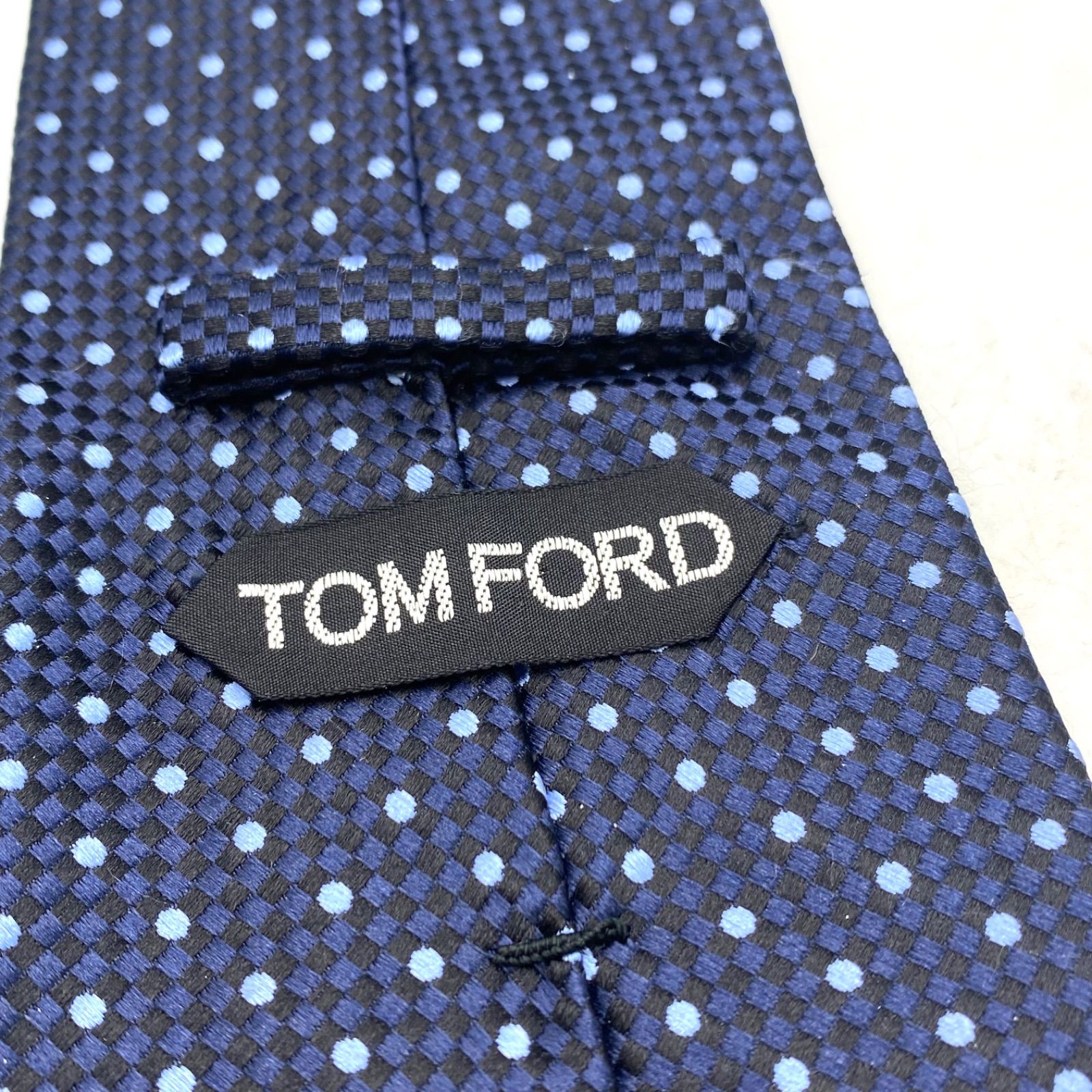 TOM FORD トムフォード ネクタイ ドット ブルー シルク メンズ 紳士