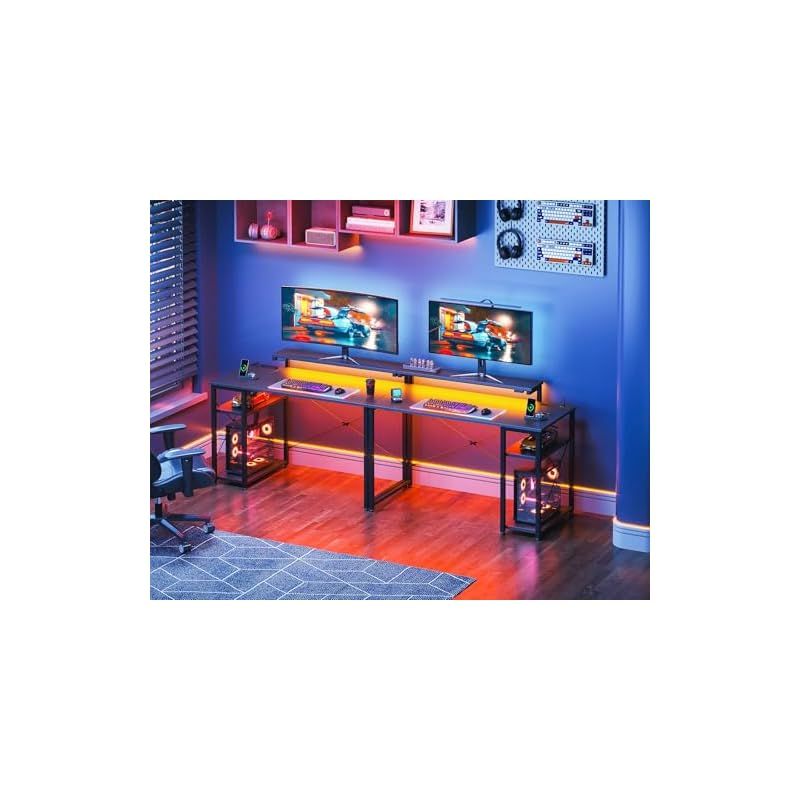 AODK ゲーミングデスク パソコンデスク ラック&コンセント付き 幅100cm