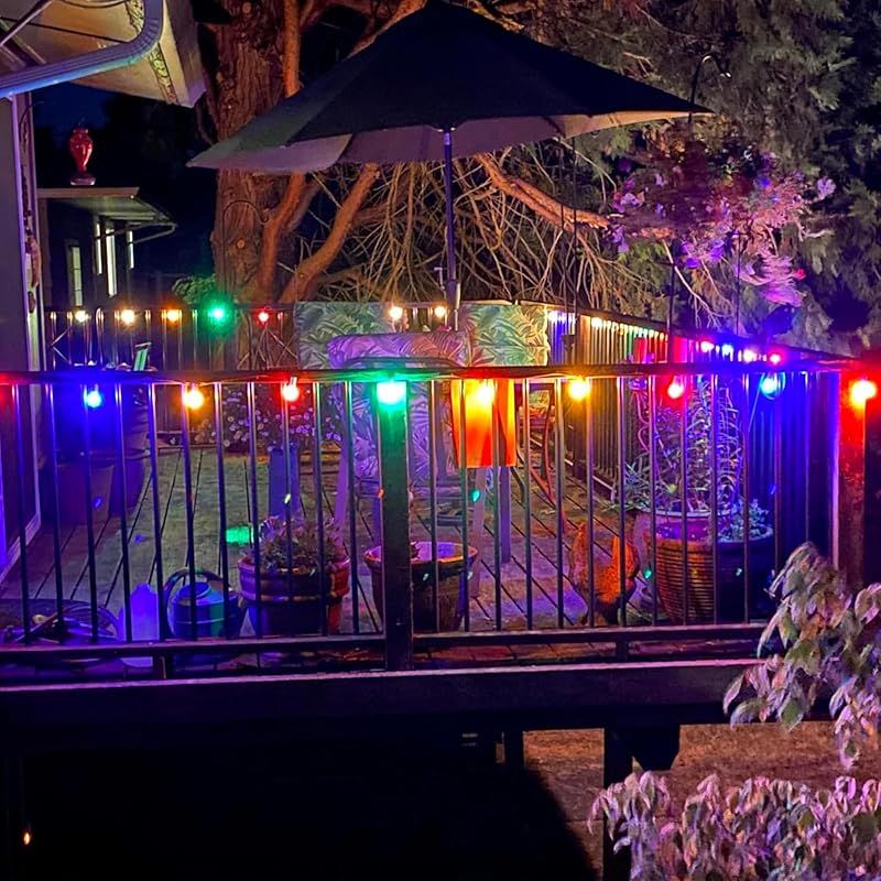 防雨型LEDストリングライト 15M 25個多彩LED電球付き E12口金 2700K